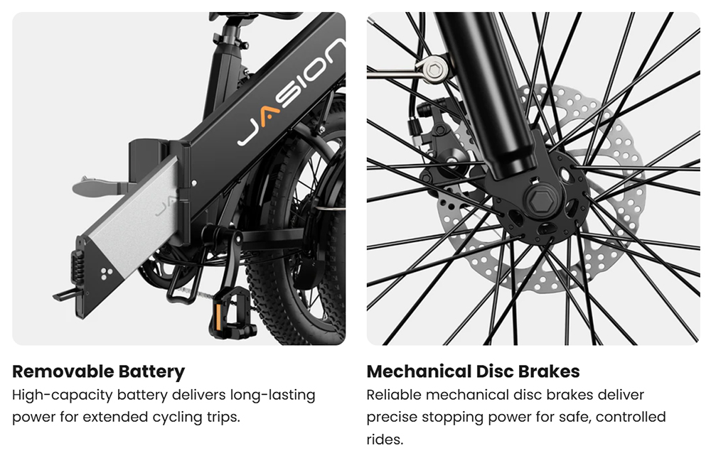 Elektrobicykel JASION EB7 ST, 500W motor, 48V 10AH batéria, 26*3.0-palcové tukové pneumatiky, max. rýchlosť 25 km/h, dojazd 80 km, mechanické kotúčové brzdy, odpružená predná vidlica, 7-rýchlostný prevod Shimano - čierny