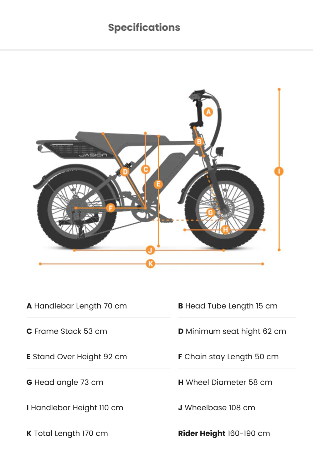 Elektrobicykel JASION RetroVolt, 500W motor, 48V 12,5AH batéria, 26*4,0-palcové tukové pneumatiky, max. rýchlosť 45 km/h, dojazd 80 km, mechanické kotúčové brzdy, odpružená predná vidlica, Shimano 7 rýchlostí - Flame Black