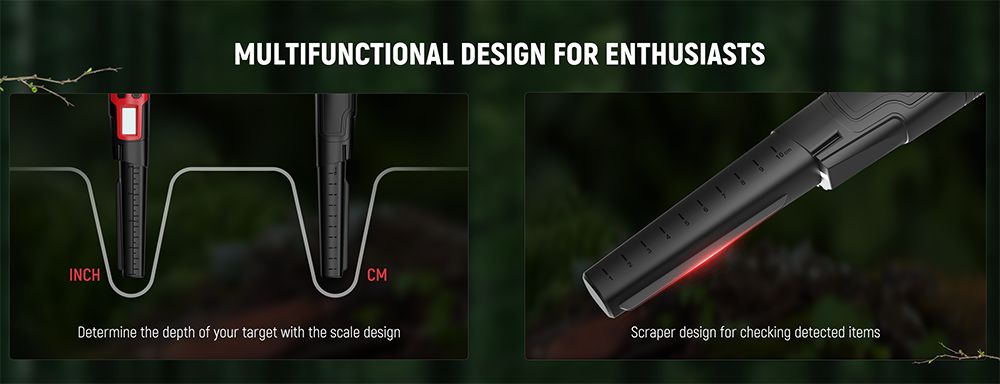 KAIWEETS PREC-POINTER I Detektor kovov Pinpointer, 360° detekcia, IP68 vodotesný, LCD displej &; baterka, 3 výstražné režimy