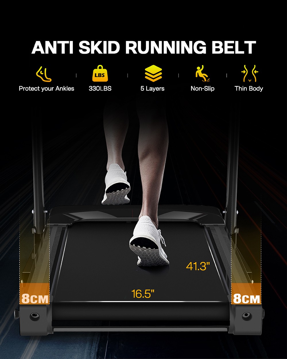 KRD-8806-4A-OR Treadmill, 3.5HP Powerful & Quiet Motor, 8.5Mph Max Speed, 12 Preset Programs, LED Display, Hydraulic-Folding - Orange