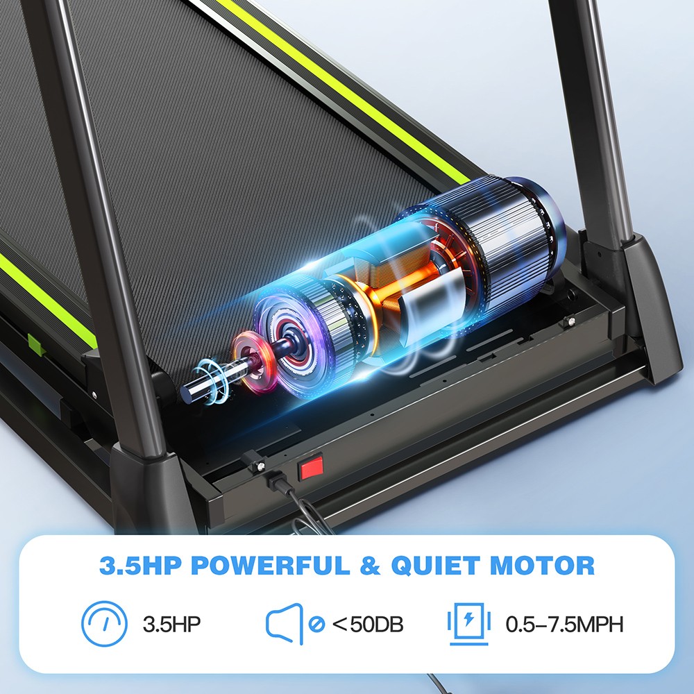 KRD-JK43-1A Treadmill, 3.5HP Powerful & Quiet Motor, 7.5Mph Max Speed, 12 Preset Programs, LCD Display, Hydraulic-Folding