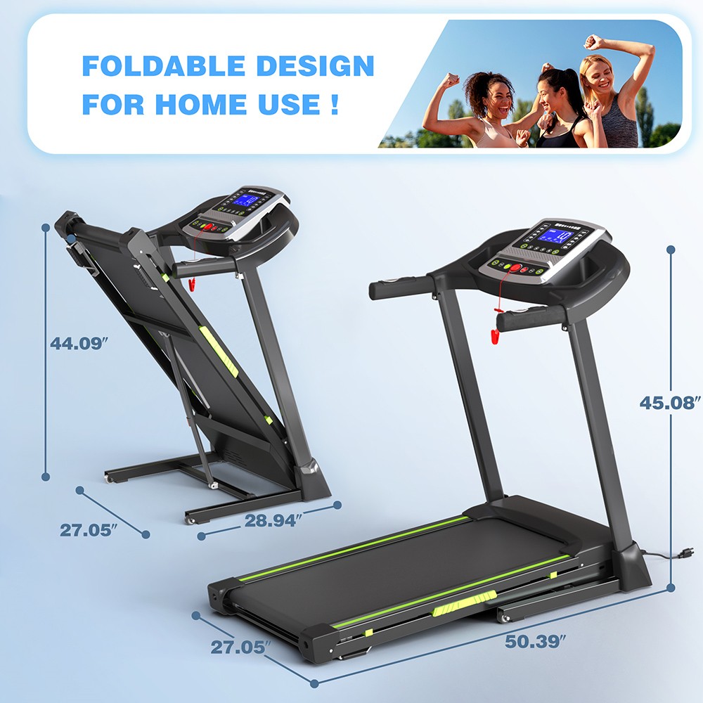 KRD-JK43-1A Treadmill, 3.5HP Powerful & Quiet Motor, 7.5Mph Max Speed, 12 Preset Programs, LCD Display, Hydraulic-Folding