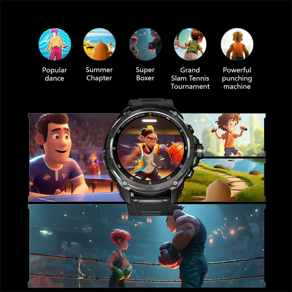 KUMI U5 Pro Smartwatch, 1.43-inch AMOLED Screen, ChatGPT, 170+ Sports Modes, 5ATM Waterproof, Blood Oxygen & Heart Rate & Sleep Monitoring - Black