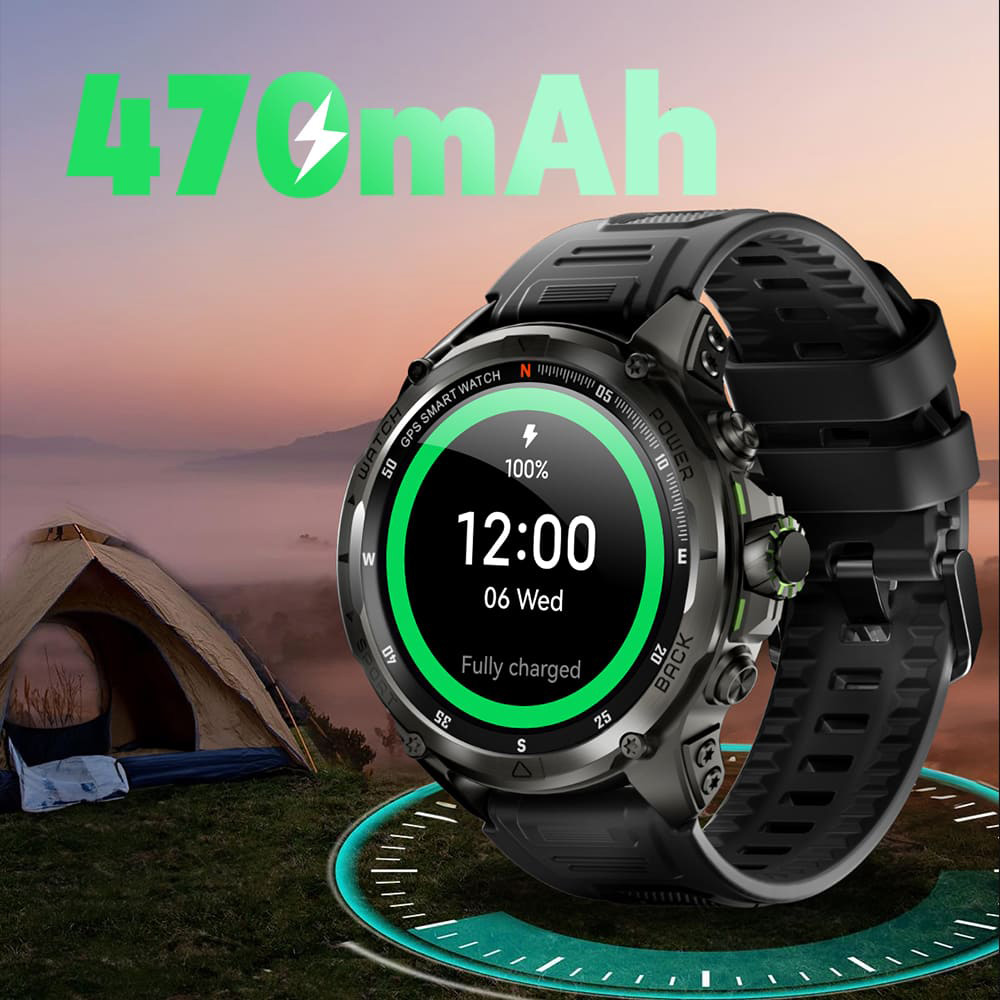 KUMI U5 Pro Smartwatch, 1.43-inch AMOLED Screen, ChatGPT, 170+ Sports Modes, 5ATM Waterproof, Blood Oxygen & Heart Rate & Sleep Monitoring - Golden