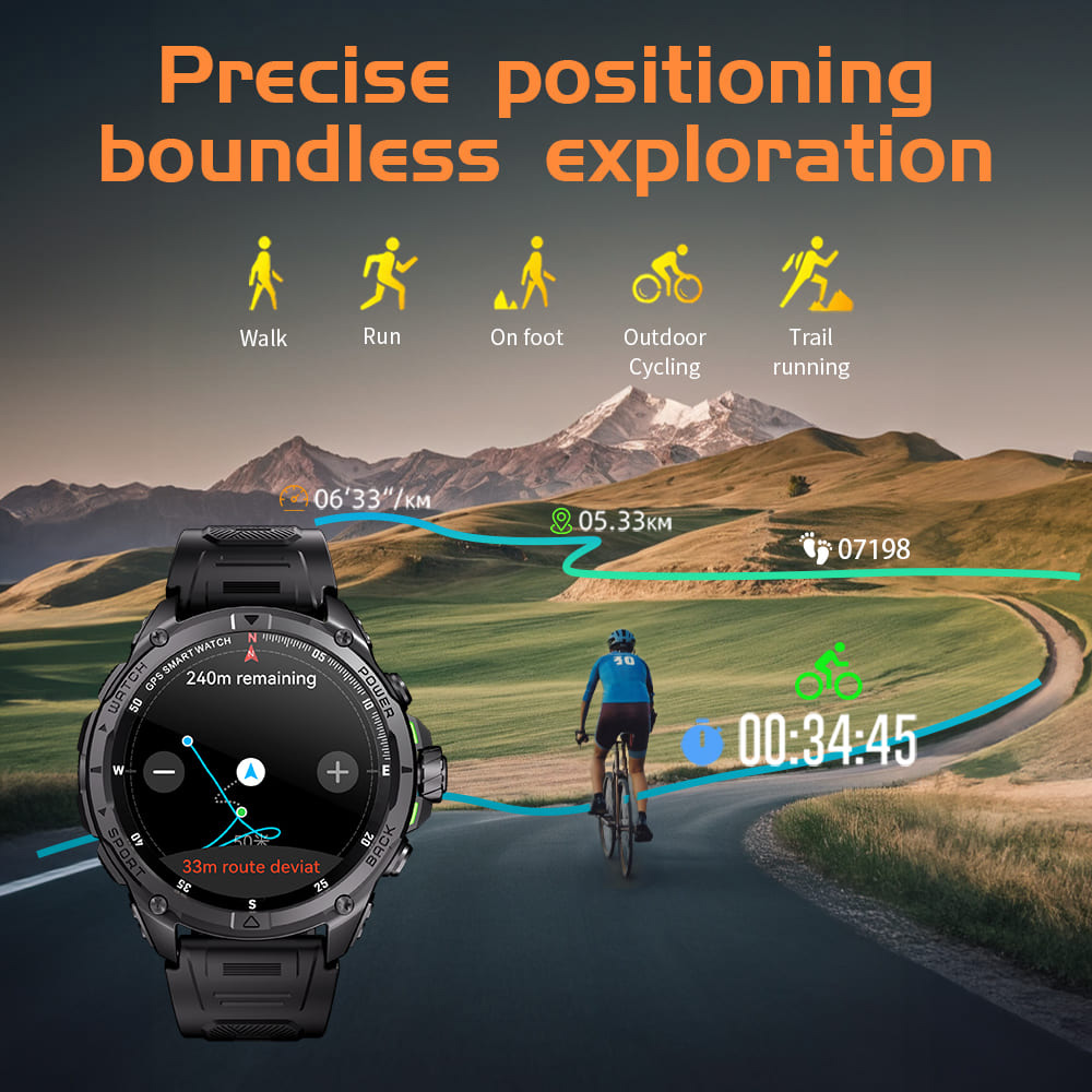 KUMI U5 Pro Smartwatch, 1.43-inch AMOLED Screen, ChatGPT, 170+ Sports Modes, 5ATM Waterproof, Blood Oxygen & Heart Rate & Sleep Monitoring - Golden