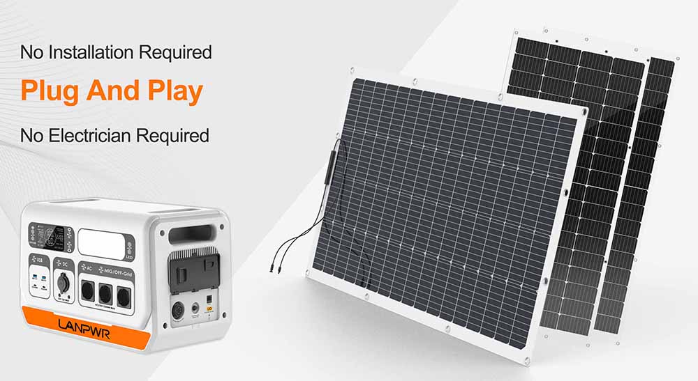 Refurbished LANPWR 2200PRO Portable Power Station, with On-grid Inverter, Support 200W/400W/600W/800W, 2200W Max. AC Output - EU Plug