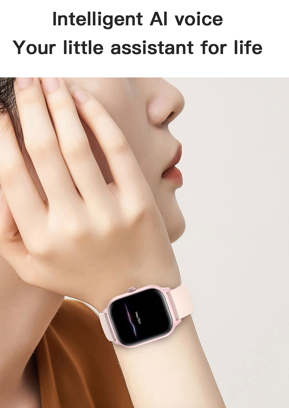 LEMFO LT10 Smartwatch, 2.01-inch Touchscreen, Health & Sleep Monitoring, Bluetooth Calling, 100+ Workout Modes, Intelligent Al Voice Assistant, IP67 Waterproof - Pink