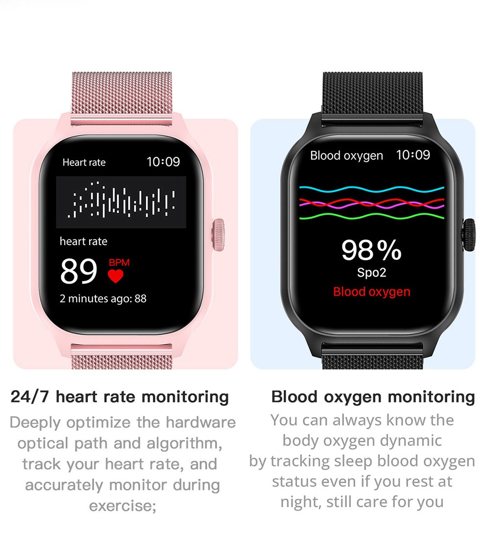 LEMFO LT10 Smartwatch, 2.01-inch Touchscreen, Health & Sleep Monitoring, Bluetooth Calling, 100+ Workout Modes, Intelligent Al Voice Assistant, IP67 Waterproof - Pink