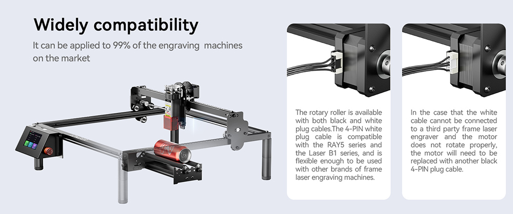 LONGER Laser Engraver Y-axis Rotary Roller, 360&deg; Rotation, Adjustable 6-300mm Diameters