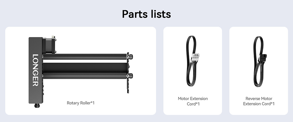 LONGER Laser Engraver Y-axis Rotary Roller, 360&deg; Rotation, Adjustable 6-300mm Diameters