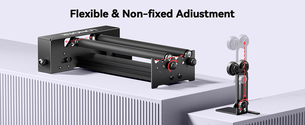 LONGER Laser Engraver Y-axis Rotary Roller with Bracket, 360&deg; Rotation, Adjustable 6-300mm Diameters