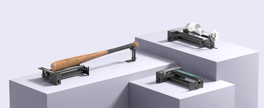 LONGER Laser Engraver Y-axis Rotary Roller with Bracket, 360&deg; Rotation, Adjustable 6-300mm Diameters