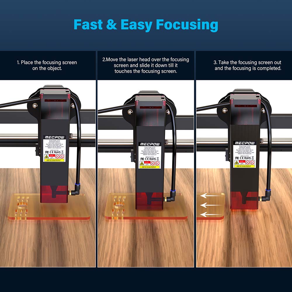 Mecpow X3 Pro 10W Laser Engraving Machine with Adjustable Air Assist, Safety Lock, Emergency Stop, Flame Detection - US Plug