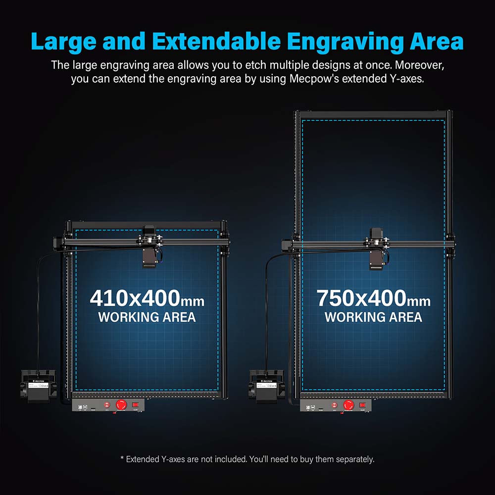 Mecpow X3 Pro 10W Laser Engraving Machine with Adjustable Air Assist, Safety Lock, Emergency Stop, Flame Detection - US Plug