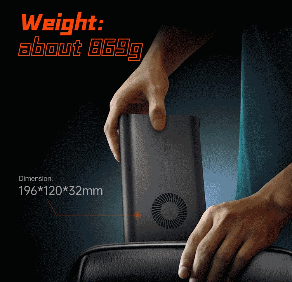 Refurbished One Netbook ONEXGPU e-GPU Dock with AMD Radeon RX 7600M XT GPU, 8GB Storage, 1*Oculink 1*USB-C 4.0 2*HDMI 2*DP 2*USB-A 3.2 1*M.2 2280 1*RJ45, 100W Reverse Charging, RGB Light Effects