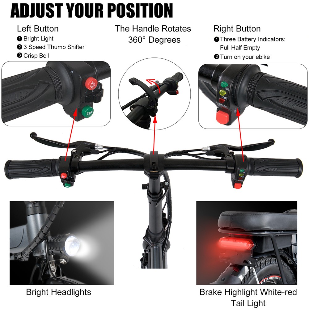 PASELEC Mini skladací elektrický bicykel, 400W motor, 48V 13AH batéria, 14*1.95-palcové pneumatiky, max. rýchlosť 40 km/h, dojazd 60 km, mechanické kotúčové brzdy, predná vidlica z hliníkovej zliatiny, LED displej - sivá