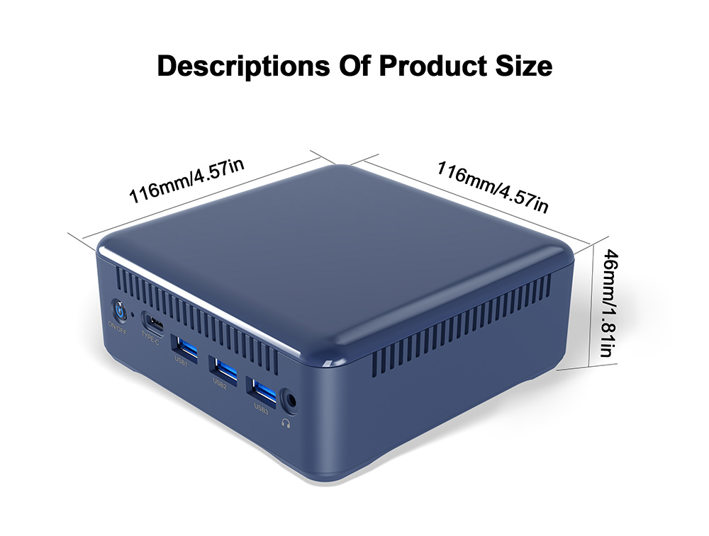 RUPA HSI-100 Mini PC, Intel N100 4 Cores Max 3.4GHz, 8GB RAM 256GB SSD, 3*HDMI 4K 60Hz Triple Screen Display, WiFi 6 Bluetooth 5.2, 3*USB 3.0, 1*Type-C, 1*RJ45, 1* 3.5mm Audio