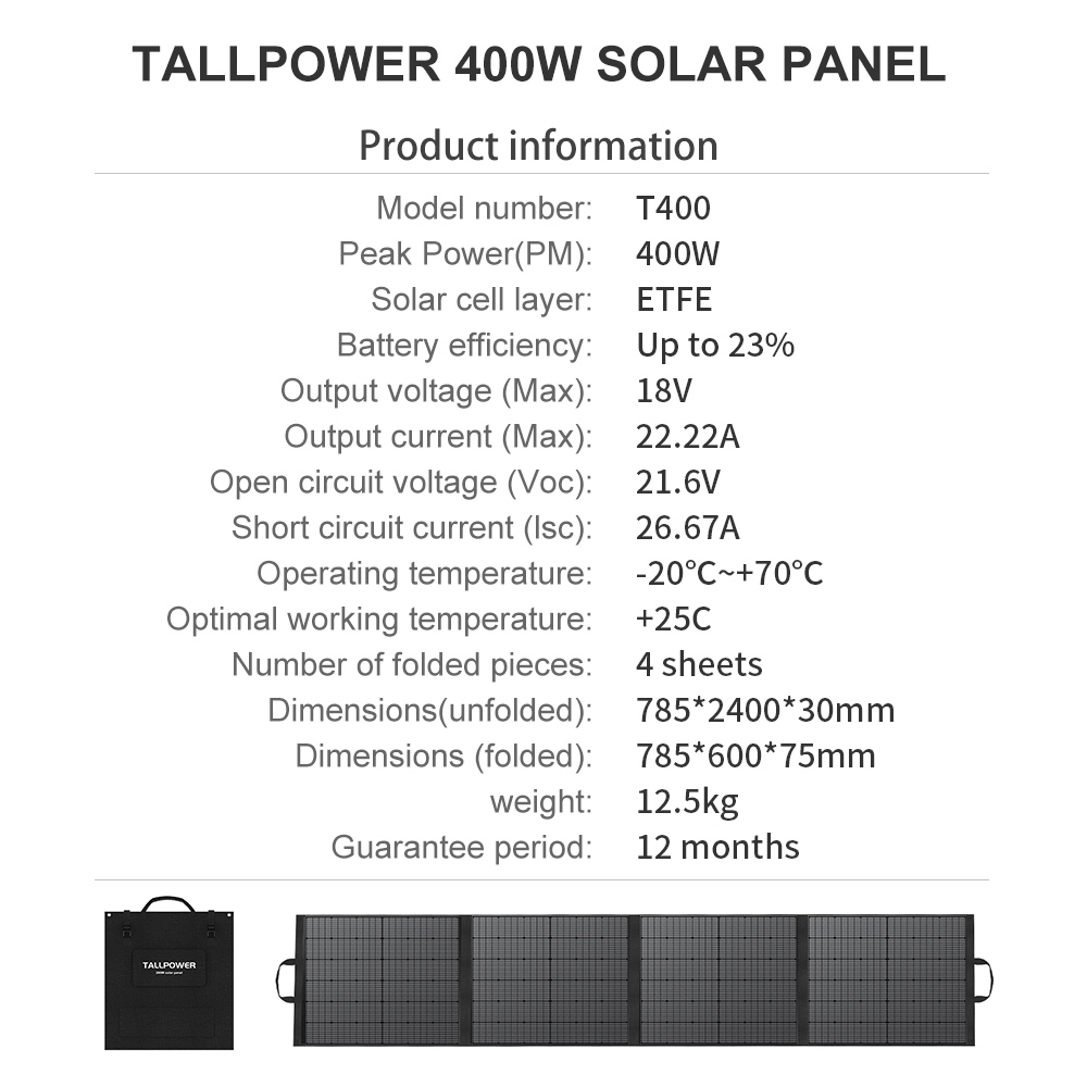 TALLPOWER TP400 400W Portable Solar Panel