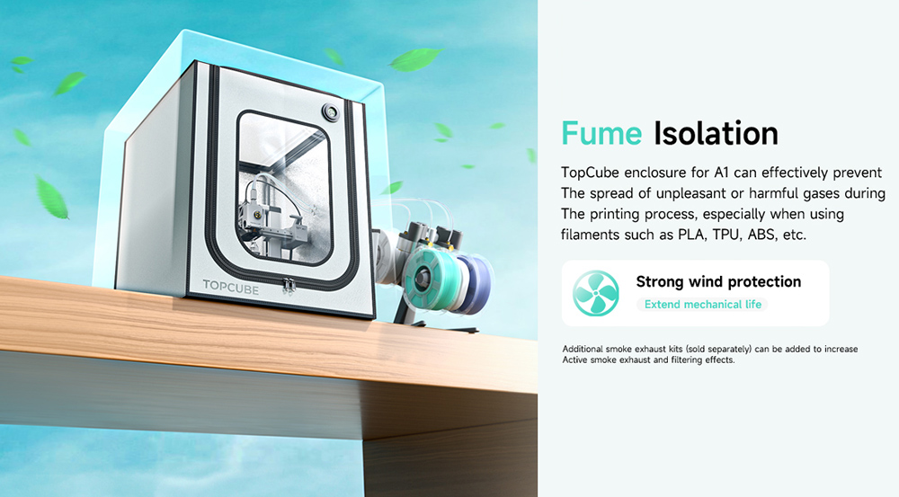 TopCube 550x670x600mm 3D Printer Enclosure with LED Light for Bambu Lab A1