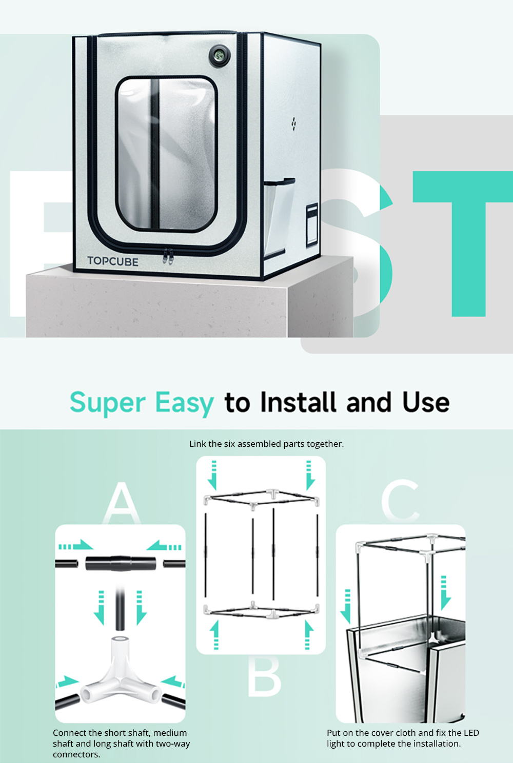 TopCube 550x670x600mm 3D Printer Enclosure with LED Light for Bambu Lab A1