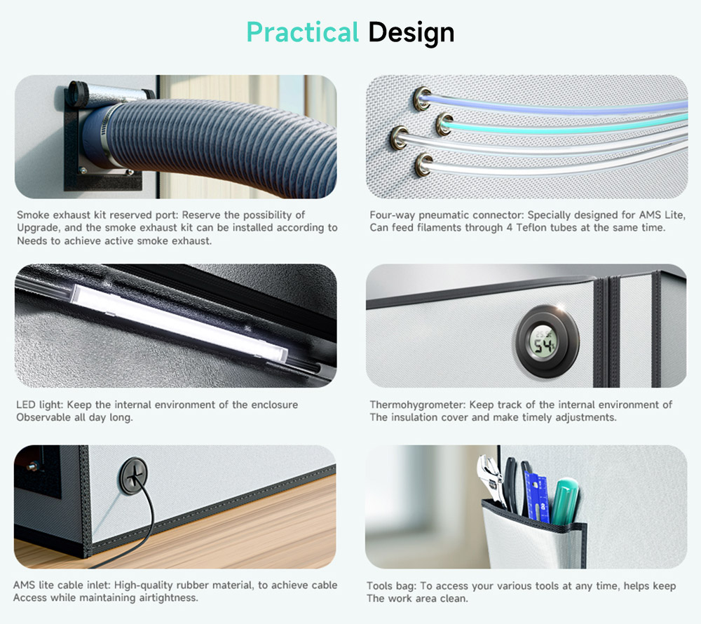 TopCube 550x670x600mm 3D Printer Enclosure with LED Light for Bambu Lab A1