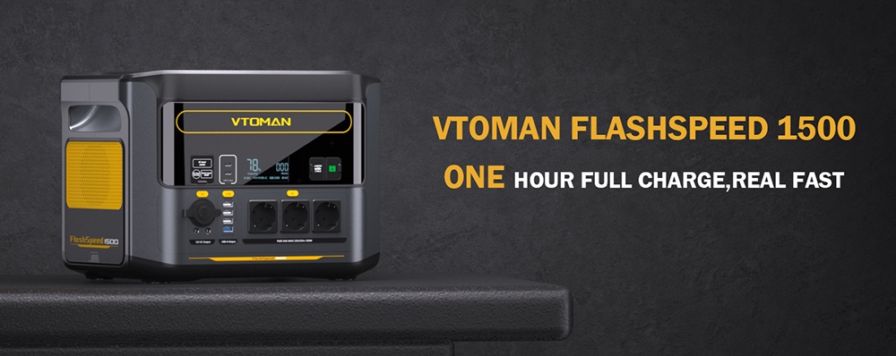 VTOMAN FlashSpeed 1500 Portable Power Station, 1548Wh LiFePO4 batéria, 1500W výstup, 12V DC a 100W porty typu C, s 12 portami