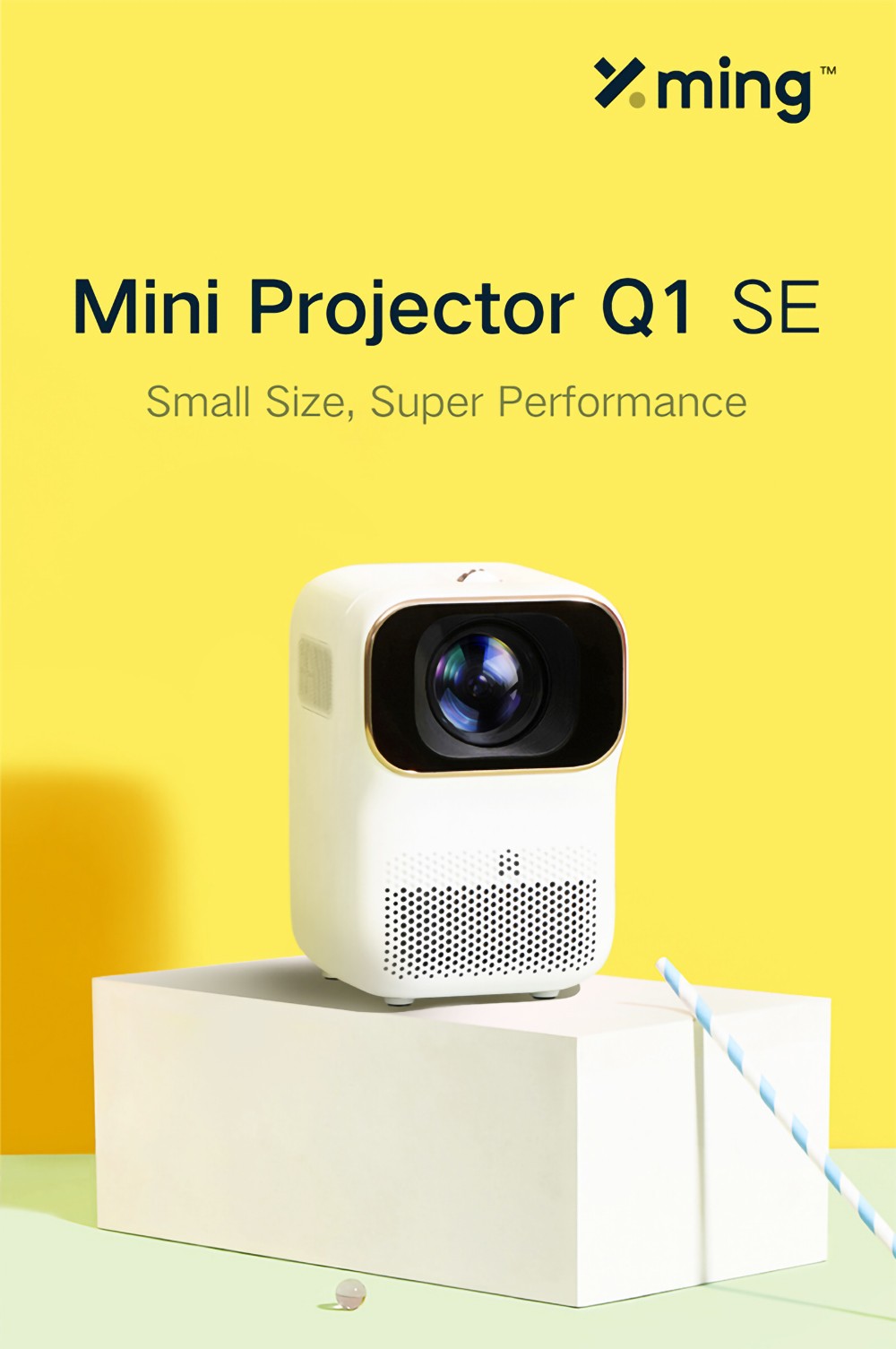 Refurbished Xming Q1 SE 1080P LED Projector by Xiaomi Ecosystem, 250 ANSI Lumens, WiFi Screen Sync, 120-Inch Rear Projection, HDR