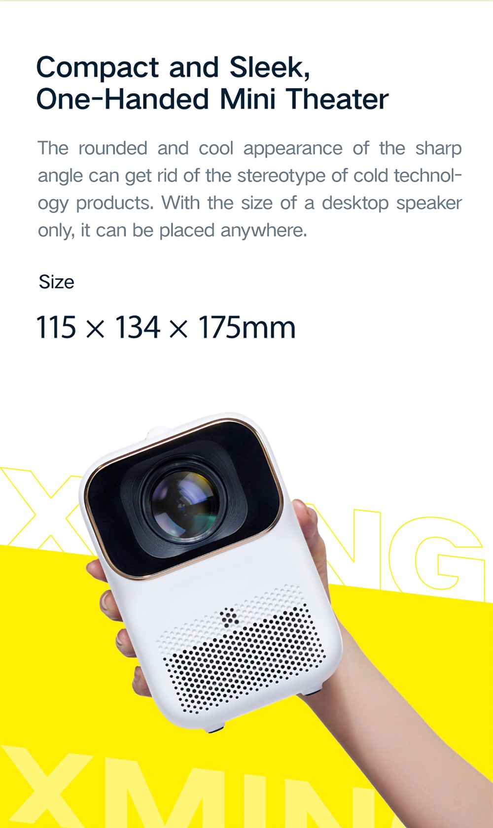 Refurbished Xming Q1 SE 1080P LED Projector by Xiaomi Ecosystem, 250 ANSI Lumens, WiFi Screen Sync, 120-Inch Rear Projection, HDR