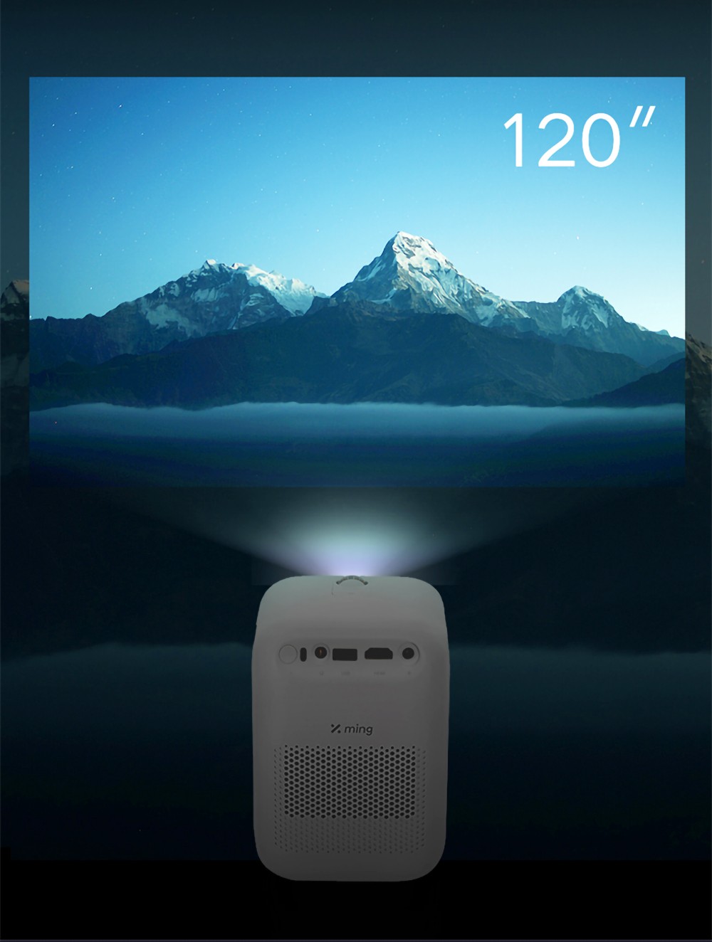 Refurbished Xming Q1 SE 1080P LED Projector by Xiaomi Ecosystem, 250 ANSI Lumens, WiFi Screen Sync, 120-Inch Rear Projection, HDR