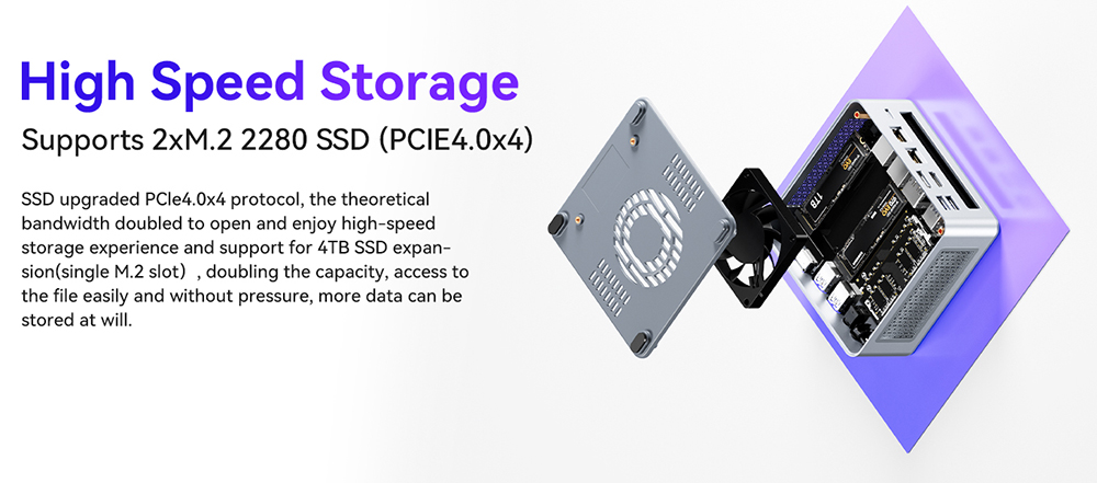 AOOSTAR GEM12 Mini-PC, AMD Ryzen 9 6900HX 8 Core bis zu 4,9 GHz, 32 GB DDR5 RAM 1 TB PCle 4.0 SSD, HDMI 2.1 + DP 1.4 + USB 4 + Typ-C 4K 120 Hz Vierfach-Bildschirmanzeige, WiFi 6 Bluetooth 5.2, 2 * 2,5G LAN, 2 * USB3.2 2 * USB2.0 1 * Oculink - Silber