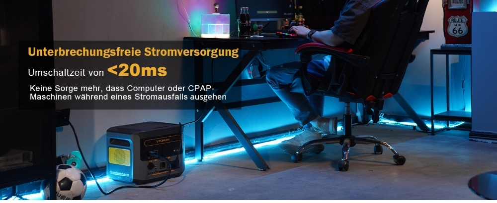 VTOMAN FlashSpeed 1500 Tragbares Kraftwerk , 1548Wh LiFePO4-Akku, 1500W Leistung, 12V DC und 100W Typ-C-Anschl&uuml;sse, mit 12 Anschl&uuml;ssen