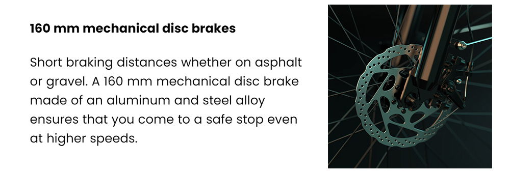 ESKUTE C100 Electric Bike, 250W Motor, 36V 10.4Ah Battery, 26*1.75' Tires, 25km/h Max Speed, 50-60km Range, Mechanical Disc Brakes, SHIMANO 7 Speed - White