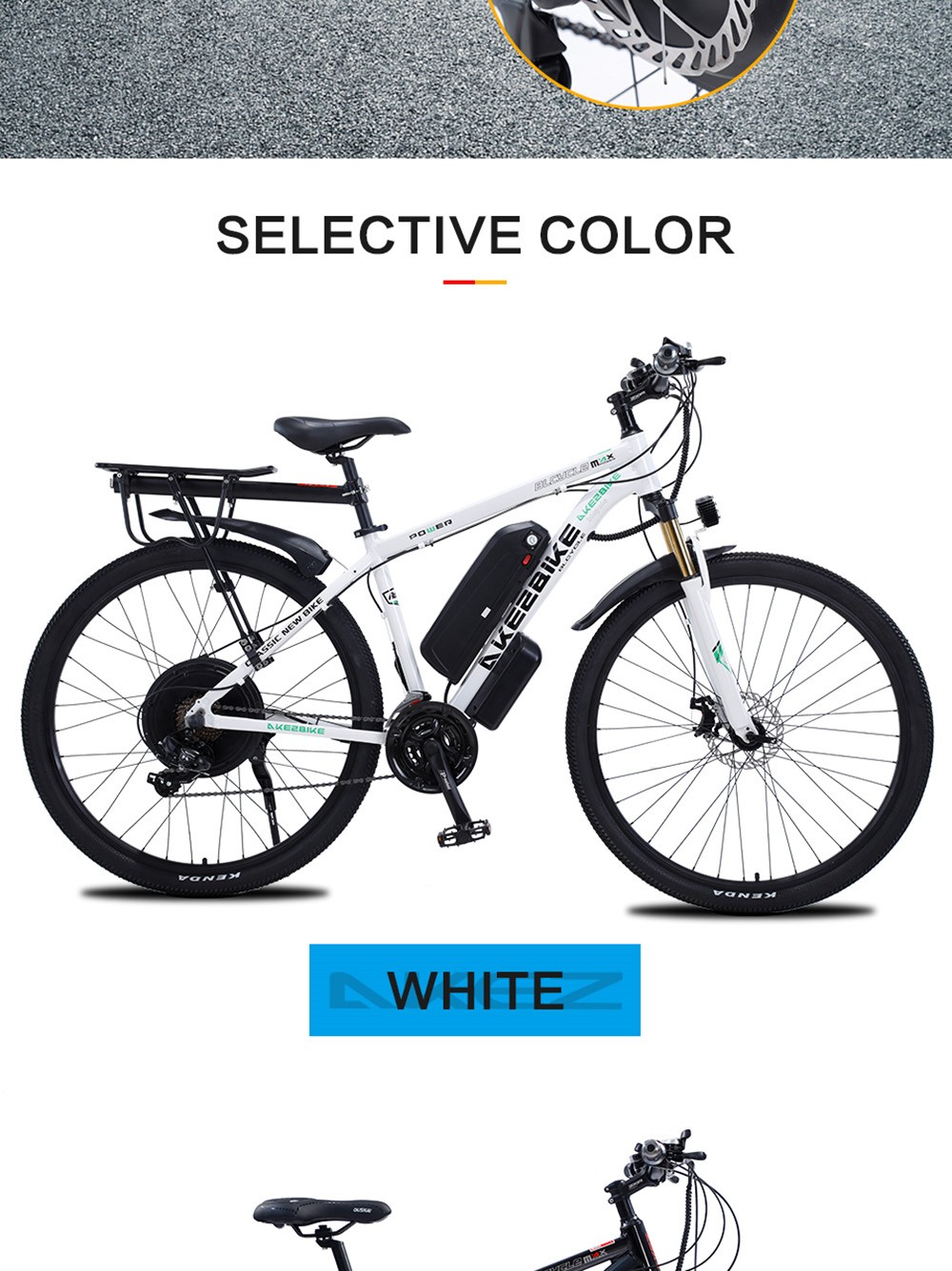 AKEZ 29 Zoll Elektrofahrrad, 1000W Motor, 48V 13AH Akku, 29x2,15 Zoll Reifen, 45 km/h Höchstgeschwindigkeit, 50 km Reichweite, doppelte mechanische Scheibenbremsen, Vorderradgabel mit Federung, Shimano 21-Gang, LCD-Display - Blau