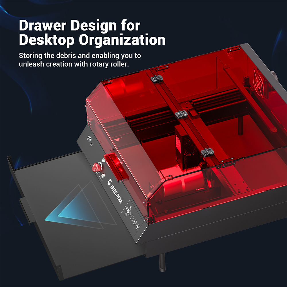 Mecpow X4 Pro 22W Laser Engraver Cutter, with Protective Cover & Integrated Air Assist, 0.08x0.1mm Laser Spot, 22000mm/min Engraving Speed, Emergency Stop, Offline Work, Support LightBurn/ LaserGRBL/ MKSLaser, 410*400mm