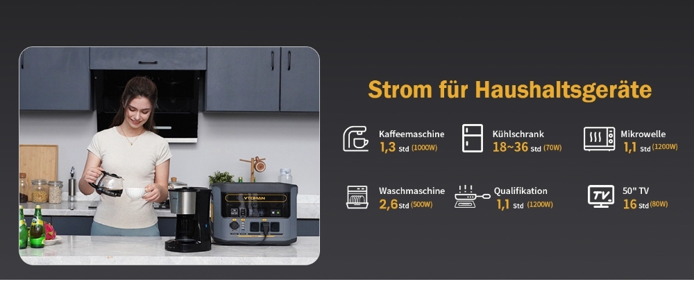 VTOMAN FlashSpeed 1500 Tragbares Kraftwerk , 1548Wh LiFePO4-Akku, 1500W Leistung, 12V DC und 100W Typ-C-Anschl&uuml;sse, mit 12 Anschl&uuml;ssen