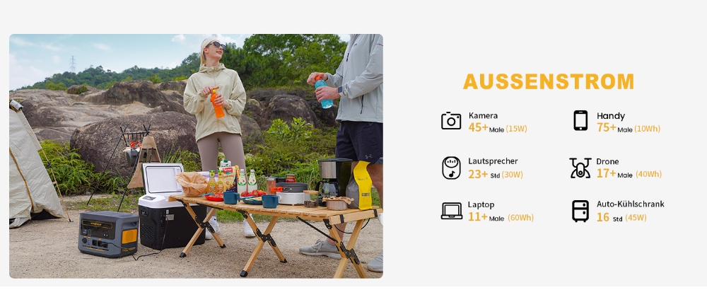 Tragbares Kraftwerk VTOMAN Flashspeed 1000, 1000W (2000W Spitze), 828Wh LiFePO4-Akku, mit AC/USB/DC-Ausgangsanschl&uuml;ssen