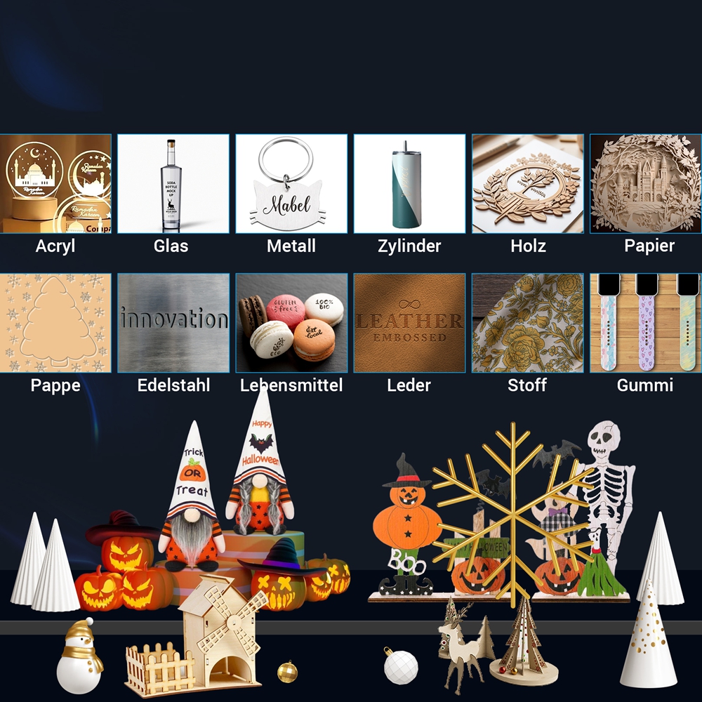 Mecpow X4 22W Laserschneider + FC1 feuerfestes Gehäuse + Lasertisch + Drehwalze