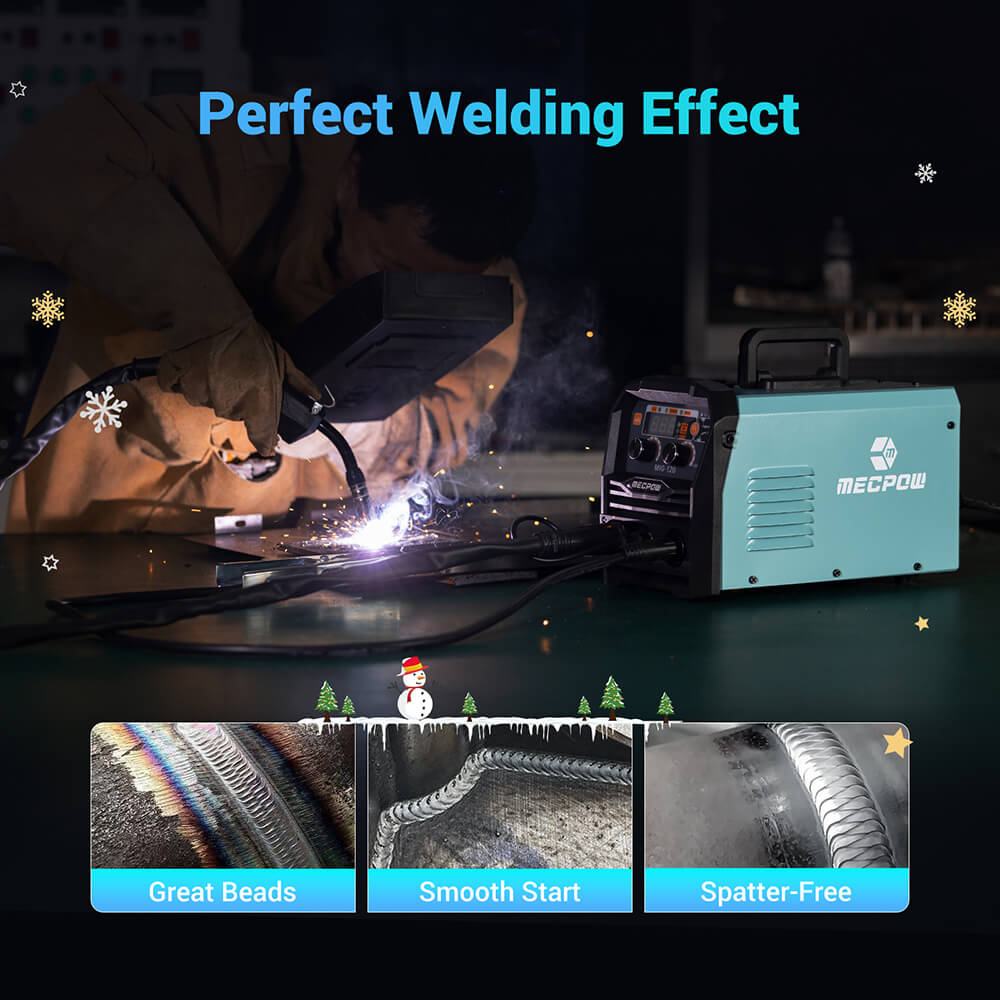 Poste &agrave; souder sans gaz Mecpow MIG120, 110 V, MIG/MMA/LIFT TIG 3 en 1, protection contre la surchauffe/surintensit&eacute;/surcharge/surtension, &eacute;cran LCD