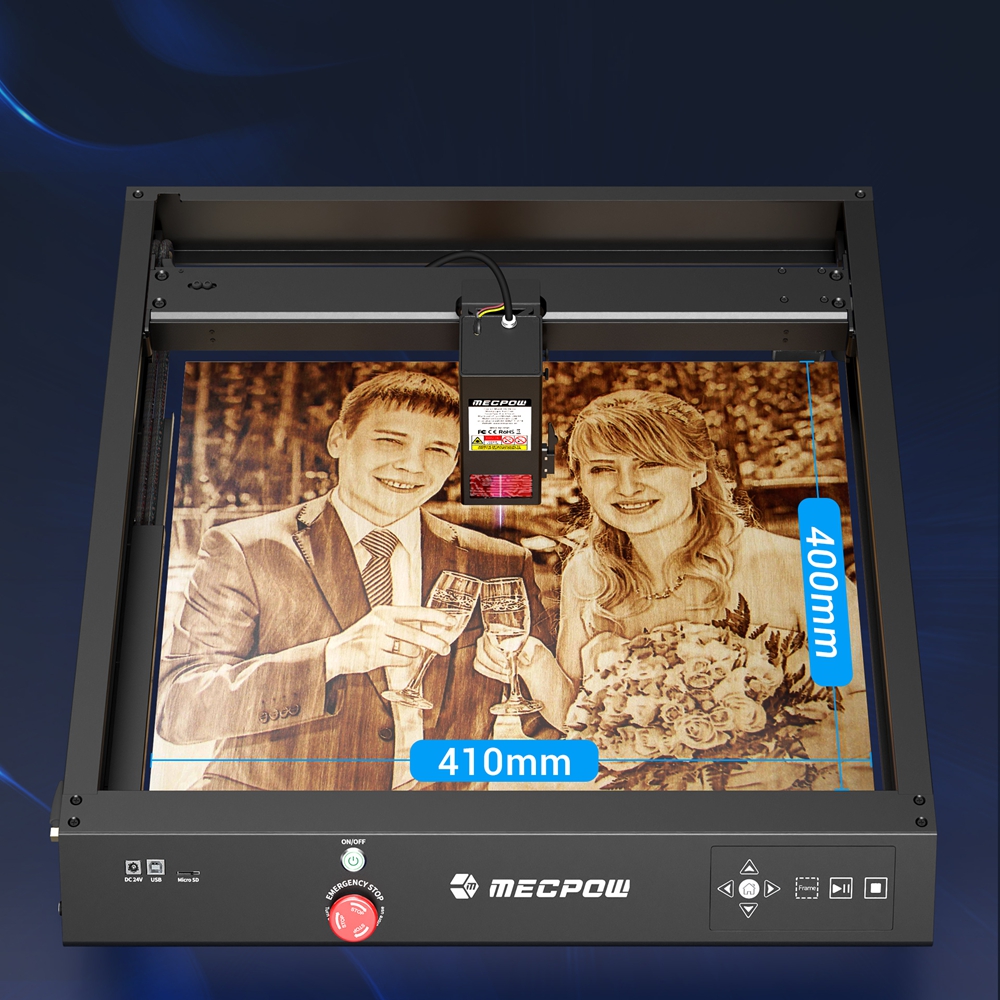 Mecpow X4 22W Laserschneider + Laserbett + Drehwalze + Klauen-Diskus-Drehzapfen