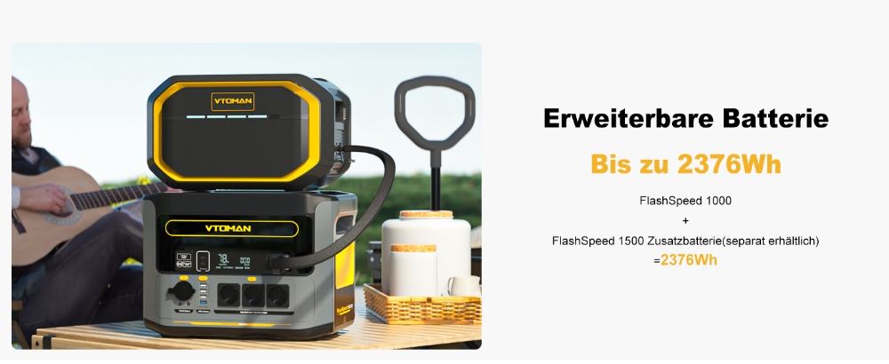 Tragbares Kraftwerk VTOMAN Flashspeed 1000, 1000W (2000W Spitze), 828Wh LiFePO4-Akku, mit AC/USB/DC-Ausgangsanschl&uuml;ssen