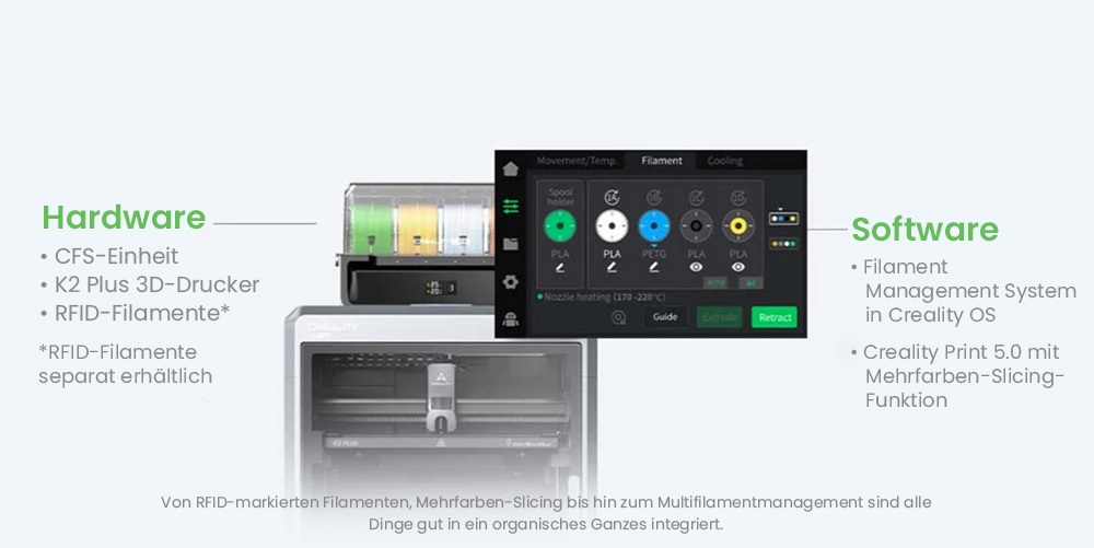 Creality, Creality K2 Plus Combo, 3D-Drucker, 3D Drucker, Filament 3D Drucker, 3D-Drucker mit CFS, 3D Druck, 3D Drucken, 3D-Druck, 3D Drucker Anf&auml;nger, bester 3D Drucker