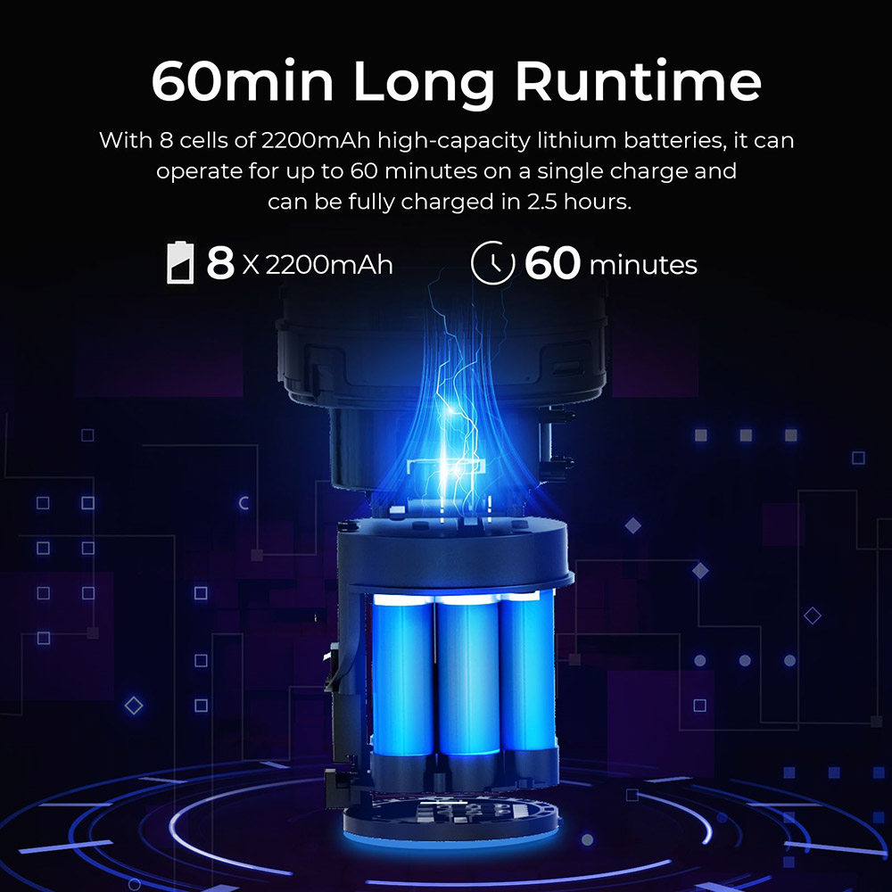 JIGOO C500 Cordless Vacuum Cleaner, 33KPa Suction, 500W Motor, Smart Dust Sensor, 1.2L Dust Cup, Up to 60 Mins Runtime, 2200mAh Removable Battery, LED Touch Screen, Rotatable Metal Tube