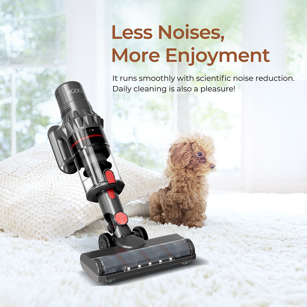 JIGOO C500 Cordless Vacuum Cleaner, 33KPa Suction, 500W Motor, Smart Dust Sensor, 1.2L Dust Cup, Up to 60 Mins Runtime, 2200mAh Removable Battery, LED Touch Screen, Rotatable Metal Tube