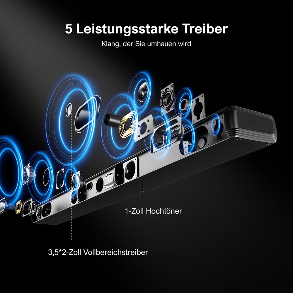 Ultimea Apollo S70 Lighting Soundbar mit 5.0-Kanal, abnehmbarem Design, APP-Steuerung, dynamischem RGB-Licht, 121 voreingestellten EQ-Matrizen