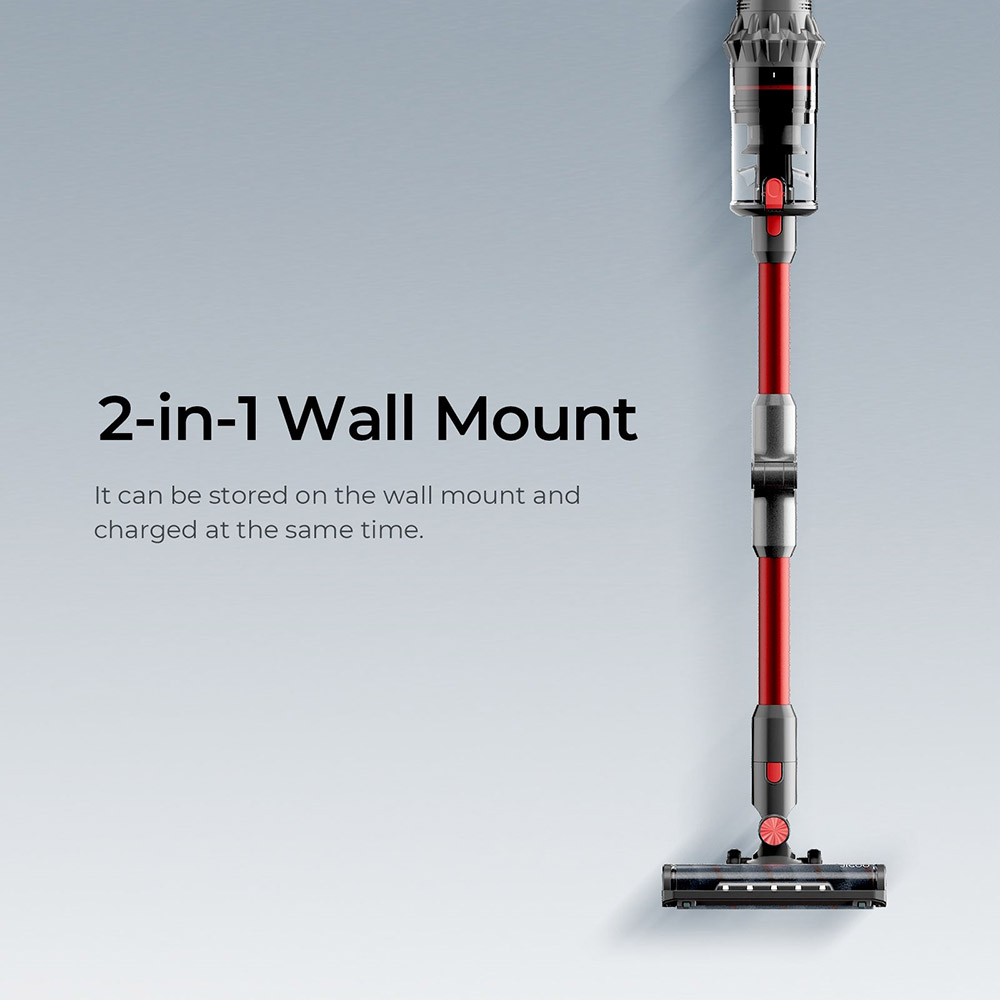 JIGOO C500 Cordless Vacuum Cleaner, 33KPa Suction, 500W Motor, Smart Dust Sensor, 1.2L Dust Cup, Up to 60 Mins Runtime, 2200mAh Removable Battery, LED Touch Screen, Rotatable Metal Tube