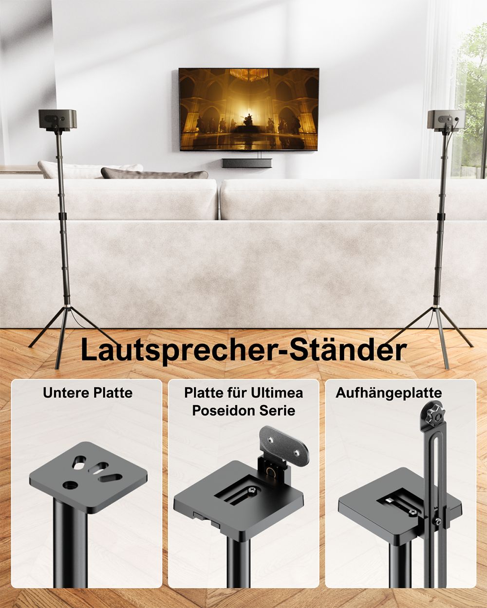 Ultimea Poseidon D70 7.1 Soundbar + 2 Paar * Steady 300 Lautsprecherst&auml;nder, 10-Band-Equalizer, 121 voreingestellte EQ-Matrizen, BassMX-Technologie, intelligente APP-Steuerung