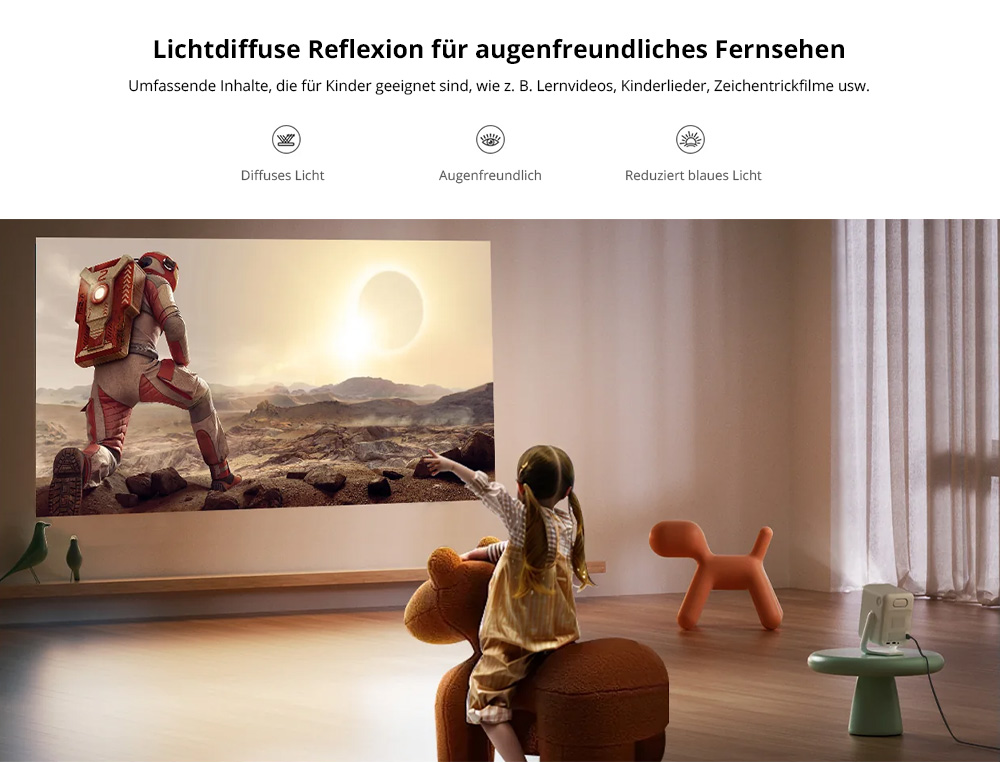 [Netflix 1080P] Wanbo T2 Ultra Beamer, Android TV 11, 500 ANSI, natives 1080P, 120&deg; drehbarer St&auml;nder, Autofokus und Trapezkorrektur, Hindernisvermeidung, 45-140 Zoll Projektionsgr&ouml;&szlig;e, Dualband-WLAN, 2 x 5 W Lautsprecher