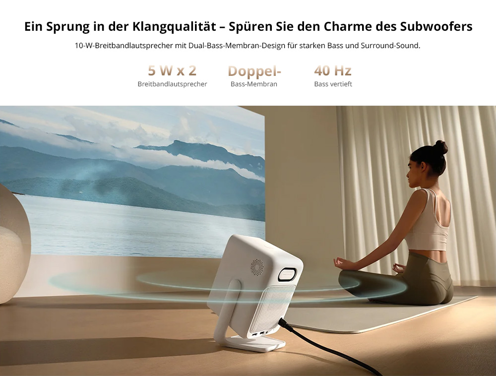 [Netflix 1080P] Wanbo T2 Ultra Beamer, Android TV 11, 500 ANSI, natives 1080P, 120&deg; drehbarer St&auml;nder, Autofokus und Trapezkorrektur, Hindernisvermeidung, 45-140 Zoll Projektionsgr&ouml;&szlig;e, Dualband-WLAN, 2 x 5 W Lautsprecher