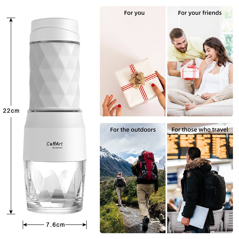 BioloMix HS8439 Tragbare Kaffeemaschine, 13-18 Bar Druck, Handpresse, Kapselmaschine f&uuml;r gemahlenen Kaffee, 80 ml Wasserbeh&auml;lter