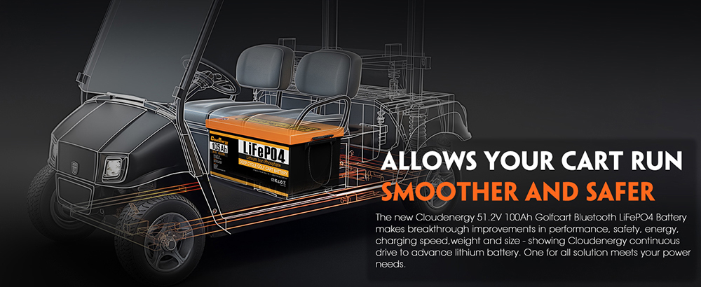 Cloudenergy 36V(38.4V) 105Ah LiFePO4 Golf Cart Battery, with 20A Charger, 4032Wh Energy, Built-in 200A Bluetooth BMS, 8064W Max. Load Power, Touch Monitor, 6000+ Cycles, for Golf Carts, Trolling Motor